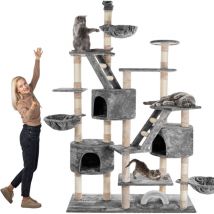 Happypet - Kratzbaum deckenhoch 260 cm hoch, Kletterbaum sam – Großer xxl Katzenbaum Stabil für mehrere Katzen, stabile 8 cm Säulen, Liegemulden,