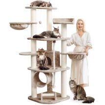 Happypet - Großer Kratzbaum Stabil 'Parker' 171 cm - 11 cm Stämme, Haus & Spieltunnel, Große Liegemulden, Kratzrolle, Kletterbaum xxl Katzenbaum für