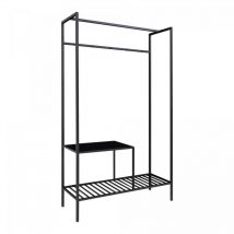 Altobuy - harald - Meuble d'Entrée Acier Noir et Aspect Bois Noir