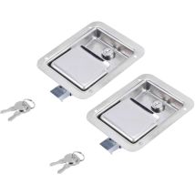 Tlily - Hardware 2 Pack Stainless Steel Paddle Latch With Lock & Key - Flush Single Point Handle For Door Trailer rv
