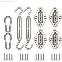 Gotrays - Hardware Kit, Marine Grade 304 Stainless Steel Awning Fitting Set for Triangle, Square, Rectangle Sail Inst