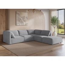 Deco In Paris - harina - Canapé d'angle modulable en velours gris harina