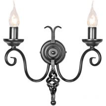 Harlech - 2 Light Indoor Candle Wandleuchte Schwarz mit Schatten - Elstead