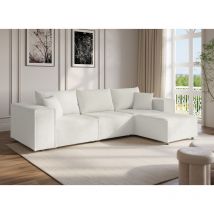 Deco In Paris - harlem - Canapé d'angle modulable en tissu effet peau de mouton blanc écru harlem