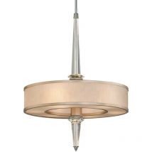 Harlow Lámpara colgante de 6 + 10 led Hoja de plata pulida, pantalla de tela