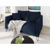 Harmony - Modernes Sofa 2-Sitzer aus Marineblau Chenille-Stoff mit Hohen Schwarzen Metallfüßen
