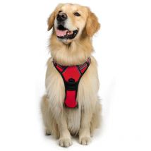 Harnais Chien Anti Traction, Arnet pour Chien Facile à Mettre Harnais Réfléchissant Réglable avec Attache Devant Arnais pour Chien Moyen, Large,