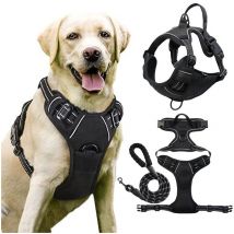 Harnais Chien Anti Traction, pour Chien Facile à Mettre Harnais Réfléchissant Réglable avec Attache Devant Harnais pour Chien Moyen, Large, Couleur