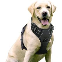 Harnais Chien Anti Traction,Harnais Réfléchissant Réglable avec Attache Devant Harnais pour Chien Moyen, Taille l