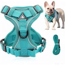 Harnais Chien, Chien Réfléchissant Harnais, Harnais Chien Anti Traction, Ensemble Harnais et Laisse, Harnais Rembourré Doux Respirant pour Chiens de