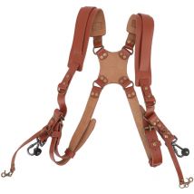 Harnais en cuir à double épaule, accessoires de sangle d'appareil photo confortables pour 2 appareils photo marron