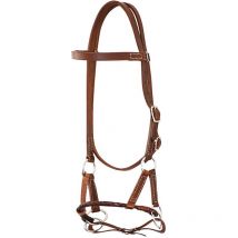 Taglia unica, Marron: Harnais en cuir de Side Pull Pool sans mordant avec licol en cuir rond tressé