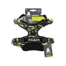 M Pets - Harnais hiking - Camouflage m - Tissu rembourré - Attache sécurité - Poignée - Laisse dos/avant