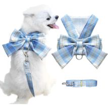 Sunxury - Harnais pour chien de petite taille avec nœud, petit harnais pour chien avec anneau en d, ensemble de harnais réglable en maille souple,