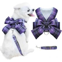 Sunxury - Harnais pour chien de petite taille avec nœud, petit harnais pour chien avec anneau en d, ensemble de harnais réglable en maille souple,