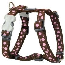 Harnais pour dog rouge dingo style rose à pois 46-76 cm