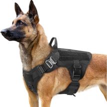 Harnais Tactiques pour Chien M Noir, Gilets à Anneaux pour Chiens de Travail Militaires d'Entraînement sans Tension, avec Pinces à Sangle pour