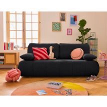 Bestmobilier - Harper - 3-sizter schlafsofa mit bettkasten aus strukturiertem stoff - schwarz