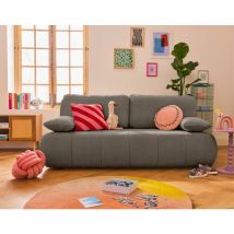 Bestmobilier - Harper - 3-sizter schlafsofa mit bettkasten aus strukturiertem stoff - taupe