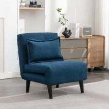 Harper folding clic clac fabric living room lounge sofa bed 1 seater blue - Blue