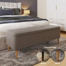 Fwstyle - Harper Ottoman Storage Seat - Grey Linen