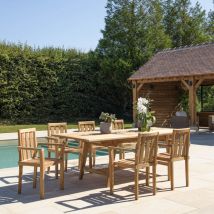 Harris - Salon de jardin en teck 8/10 personnes