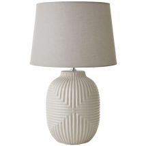 Harrison Taper Lamp Shade Grey Geometic Ribbed Pattern Gloss Table Lamp and Bulb