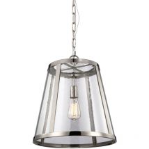 Harrow - 1 Light Medium Ceiling Pendant Polished Nickel, E27 - Elstead