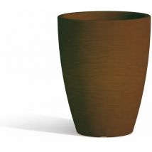 Harz-Blumentopf mit Untersatz mod. Aloe rund ø 30 cm h 38 Braun