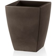 Vase ''Quadro Veneto Essential'' aus Kunststoff für Blumen und Pflanzen für draußen und Garten. -65 cm / Bronze