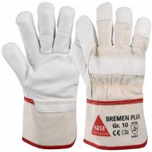Bremen Plus Schnittschutzhandschuhe aus Rindnarbenleder – Doppelnähte – Canvas-Stulpe – Armor-Vollhandfutter – Sicherheitsstufe F