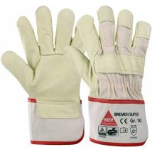 Bremen Super Lederhandschuhe – Hydrophobiertes Rindnarbenleder – Doppelnähte – Canvas-Stulpe – Innenhandfutter – TÜV GS geprüft