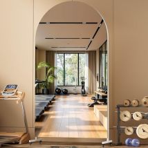Hasipu Ganzkörperspiegel 200 X 100 Cm, 360° Drehbar Standspiegel Mit Rollen, Gehärtetes Glas, Gewölbter Home Gym Spiegel Tanzspiegel Für Schlafzimmer 