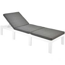 Haïti - Bain de soleil en résine avec dossier entièrement inclinable, avec housse de coussin. Structure modulaire, design plat en blanc