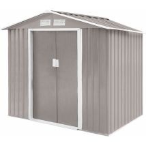 Hattoro – Abri De Jardin Métal 213 × 117 × 185 Cm – 3,6 M³ – 2 Portes Coulissantes – Grilles D'Aération – Toit À Pignon Gris Clair