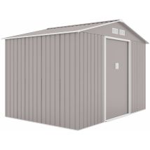Hattoro - S200 Abri De Jardin En Métal Avec Cadre Au Sol, Toit À Pignon De 7,3 M³, Gris Clair