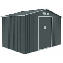 Hattoro - S200 Abri De Jardin En Métal Avec Cadre Au Sol, Toit À Pignon De 7,3 M³, Gris