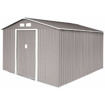 Hattoro - S300 Abri De Jardin Métallique Avec Cadre De Plancher Xxl 277 × 319 × 192 Cm (lxpxh) 12,5 M³ Toit À Pignon Gris Clair