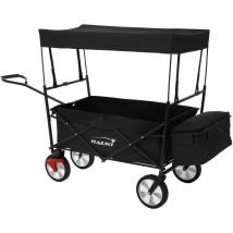 Hauki - Bollerwagen l faltbar mit Dach, Schwarz, Handwagen klappbar, Transportwagen für Kinder, Gerätewagen inkl. 2x Netztaschen & 1x Außentasche,
