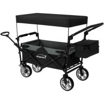 Hauki - Carrello Pieghevole con Tetto Nero-Grigio Carretto da Trasporto Carrello Portatutto Porta-Attrezzi incl. 2x Cinture di Sicurezza Ruote