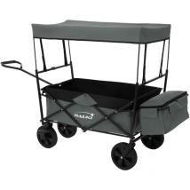 Hauki - Carro de Mano Plegable con Techo Gris Carreta de Transporte Carro de Equipamento Incluye 2 Bolsillos de Malla, 1x Bolsa Exterior Carretilla