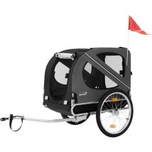 Rimorchio per Bicicletta Passeggino per Cani 2 in 1 Pieghevole Nero 130x72x90 cm Carrellino per Cani fino a 40 kg con Catarifrangenti Bandiera