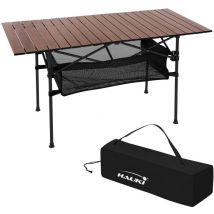 Tavolo da Campeggio Pieghevole 118x55x64,5 cm in Alluminio Marrone per Camping ad Esterno con Borsa da Trasporto Tavolino da Giardino Terrazza con