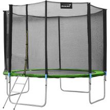 Trampoline d'Extérieur, ø 366 cm, Vert, Certifié gs, Trampoline de Jardin Rond pour Enfants, jusqu'à 150 kg, Kit complet avec Filet de Sécurité,
