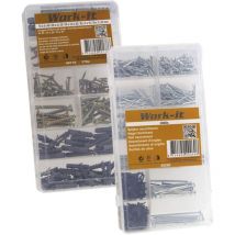 Haushalts-Sortiment 1238 teilig Schrauben, Dübel, Nägel, Drahtstifte, Stahlstifte, Universaldübel Set