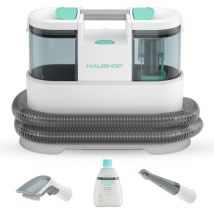 Haushof - Nettoyeur de Tapis Portable 450W avec Nettoyant et Brosses, Nettoyeur Tapis et Moquettes pour Canapés, Tissus d'ameublement, Escaliers,