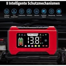Hausprofi 15a/8a Intelligentes Autobatterieladegerät 12v/24v Mit Großem Lcd-display, Reparaturmodus Und Erhaltungsladung, 9-stufiges Ladeverfahren Für