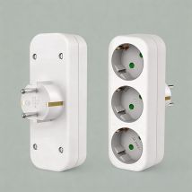 Hausprofi 2 Stück Eu Steckdosenadapter Hausprofi Mehrfachstecker Adapter Drei-wege-steckdose , 16 A 250 V, 2 Stück, 3 Steckplätze