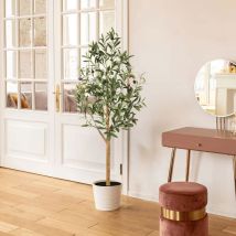 Hausprofi Künstlicher Olivenbaum,große Zimmerpflanze Innendeko Außenbereich Realistische Kunstpflanze Mit Ästen & Früchten Ideal Wohnzimmer Büro 