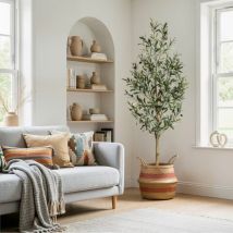 Hausprofi Künstlicher Olivenbaum,große Zimmerpflanze Innendeko Außenbereich Realistische Kunstpflanze Mit Ästen & Früchten Ideal Wohnzimmer Büro 